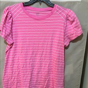 Crown & ivy Pink and White Striped Tee